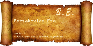 Bartakovics Eta névjegykártya
